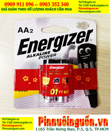 Energizer E91-BP2; Pin AA 1.5v Alkaline Energizer E91-BP2 /LR6 (Singapore) /Loại vỉ 2viên, MẪU TẾT