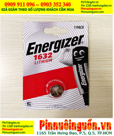 Pin Remote điều khiển Ôtô Pin 3v Lithium Energizer CR1632 E-CR1632 chính hãng (Vỉ 1viên)