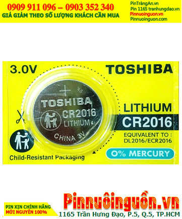 Toshiba CR2016; Pin đồng xu 3v lithium Toshiba CR2016 (20mmx1.6mm) chính hãng