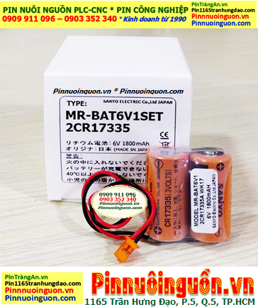 Sanyo 2CR17335 (Bộ 02 viên), Pin nuôi nguồn Sanyo 2CR17335 lithium 6v 1800mAh, Xuất xứ Nhật