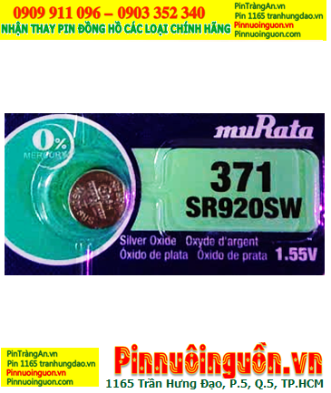 MuRata SR920SW _Pin 371; Pin đồng hồ 1.55v Silver Oxide MuRata SR920SW _Pin 371