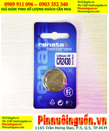 Renata CR2430; Pin 3v lithium Renata CR2430 chính hãng /Loại Vỉ 1viên
