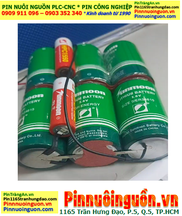 Sunmoon 6ER34615 (Bộ 6 viên & 2 Tụ ion), Pin nuôi nguồn PLC SUnmoon ER34615 lithium 7.2v-57 000mAh