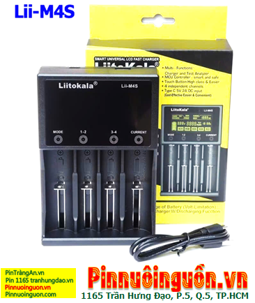 Liitokala Lii-M4S màn hình LCD Bộ sạc Pin Lithium & NiMh 18650 26650 21700 AA AAA 1.2v-3.7v-4.2v