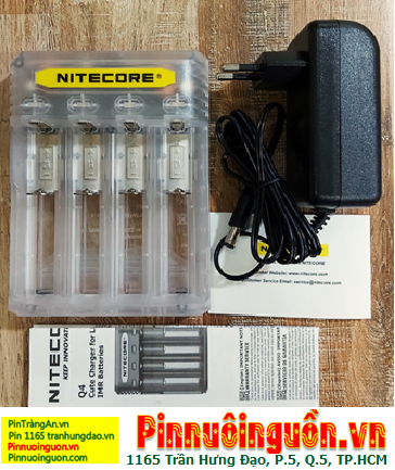 Nitecore Q4; Máy sạc pin Lithium 3.7v Nitecore Q4 _Sạc được 1,2,3,4 Pin 18650, 14500, 18350, 16340, CR123A,..