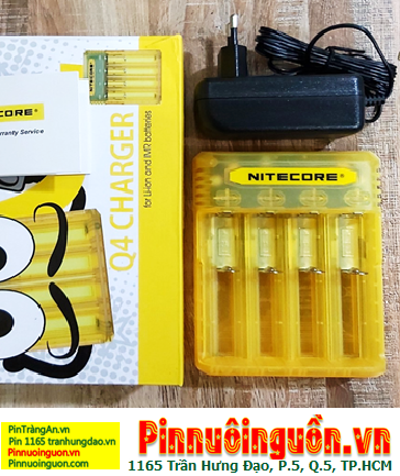 Nitecore Q4; Máy sạc pin Lithium 3.7v Nitecore Q4 _Sạc được 1,2,3,4 Pin 18650, 14500, 18350, 16340, CR123A,..