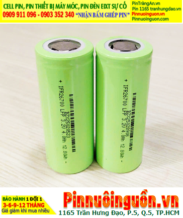 Pin sạc 3.2v IFR26700, Pin sắt PhosPhate LIFEP04 3.2v-12.8Wh IFR26700 4.0AH /4000mAh