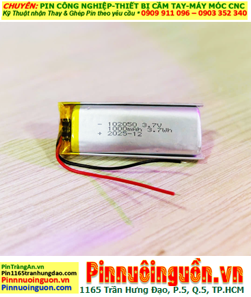 Pin sac 3.7v Lipolymer 102050, Pin sạc 3.7v Li-polymer 102050 (10mmx20mmx50mm) 1000mAh có mạch sẳn