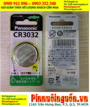 Pin Remote Ôtô Pin 3v Lithium Panasonic CR3032 nội địa Nhật-vỉ chữ Nhật chính hãng, Xuất xứ Indonesia