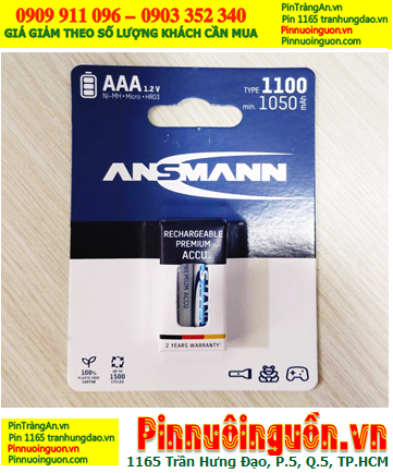 Pin Ansman AAA1100mAh, Pin sạc AAA 1.2v Ansmann AAA1100mAh Mignon chính hãng (Loại vỉ 2viên)