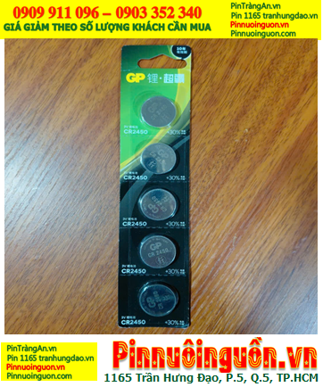 COMBO 01vỉ = 5viên Pin 3V lithium GP CR2450-2IL5 (600mAh, 24.5mmx5.0mm) , Giá chỉ: 135.000/ vỉ 5viên