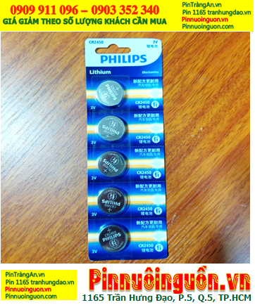 COMBO 01vỉ=5viên Pin 3v lithium Philips CR2450P5BC/93 chính hãng _Giá 198.000đ /vỉ 5viên