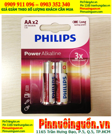 Philips LR6P2B/97; Pin AA 1.5v Philips Power Alkaline LR6P2B/97 chính hãng (Loại vỉ 2viên)