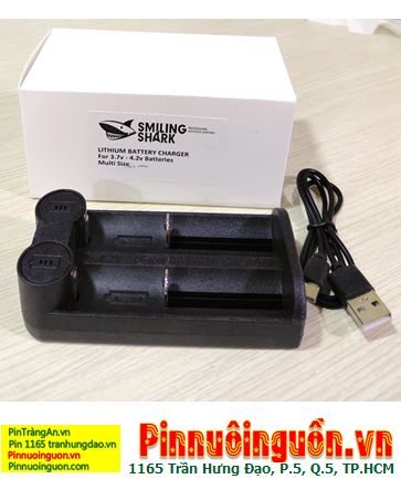 SmilingShark, Máy sạc pin đa năng SmilingShark (2 khe sạc, sạc pin Li-ion 3.7v-4.2v 14500, 18650, 16340, 18350,v.v...)