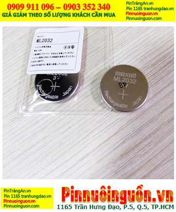 Maxell ML2032 _Pin ML2032; Pin sạc 3v lithium Maxell ML2032 chính hãng /Xuất xứ NHẬT