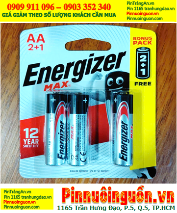 Pin đèn pin Energizer E91-BP3 (B2C1) Max Power Seal Technology Alkaline 1.5V chính hãng (Vỉ 3 viên)