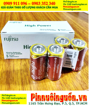 COMBO 01hộp (05vỉ=10viên) Pin trung C 1.5v Alkaline Fujitsu LR14(2S) FH NHẬT, Giá 795.000/ Hộp