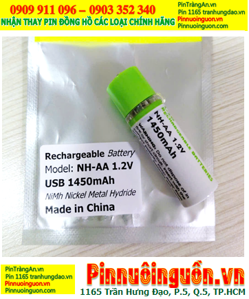 USB-AA1450mAh, Viên pin sạc NiMh 1.2v USB-AA1450mAh (tích hợp USB sạc vào Pin sẳn)