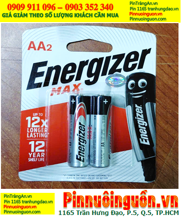 Energizer E91-BP2; Pin AA 1.5v Alkaline Energizer E91-BP2 /LR6 (Xuất xứ Singapore) /Loại vỉ 2viên
