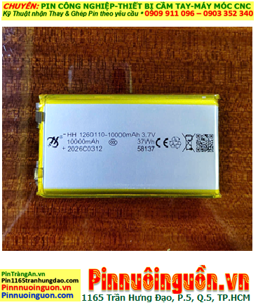 LP-1260110, Pin sạc 3.7v LiPolymer 1260110 với 10.000mAh (12x60x110mm) (chưa gắn mạch sạc)