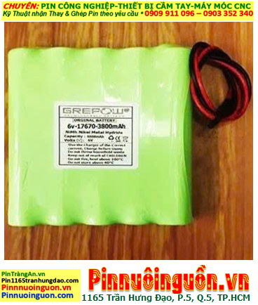 Pin sạc 6v-17670-3800mAh, Pin sạc NiMh 6v-17670-3800mAh, Pin sạc công nghiệp GREPOW 6v-17670-3800mAh