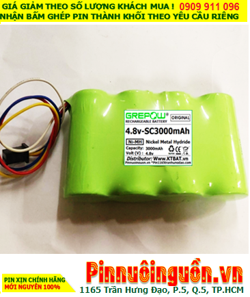 Pin đèn Exit thoát hiểm 4.8v C3000mAh; Pin đèn sự cố khẩn cấp 4.8v C3000mAh; Pin sạc NiMh NiCd 4.8v C3000mAh
