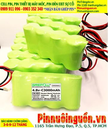 Pin đèn Exit thoát hiểm 4.8v C3000mAh; Pin đèn sự cố khẩn cấp 4.8v C3000mAh; Pin sạc NiMh NiCd 4.8v C3000mAh
