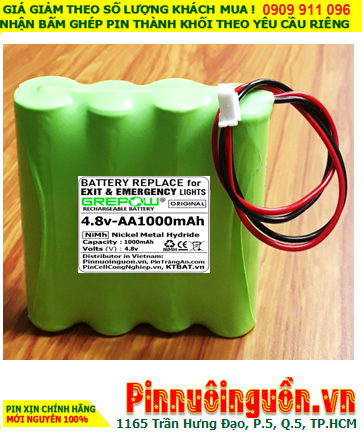 Pin đèn Exit thoát hiểm 4.8v AA1000mAh; Pin đèn sự cố khẩn cấp 4.8v AA1000mAh; Pin sạc 4.8v AA1000mAh