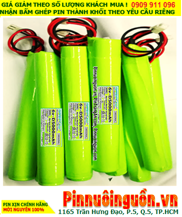 Pin đèn Exit thoát hiểm 6v D5000mAh, Pin đèn khẩn cấp 6v D5000mAh; Pin đèn sự cố 6v D5000mAh; Pin sạc NiMh 6v D5000mAh