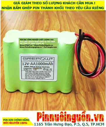 Pin sạc 12v AA1000mAh; Pin đèn Exit thoát hiểm 12v AA1000mAh; Pin đèn khẩn cấp sự cố 12v AA1000mAh; Pin sạc NiMh NICd 12v AA1000mAh