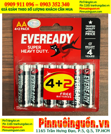 Eveready 1215-BP6; Pin AA 1.5v Eveready 1215-BP6 Heavy Duty (Indonesia), Vỉ 6viên