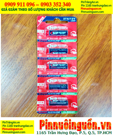 COMBO 01vỉ =5viên Pin 12v Remote NP High Voltage 27A, MN27 Alkaline, Giá chỉ 45.000 /vỉ 5viên