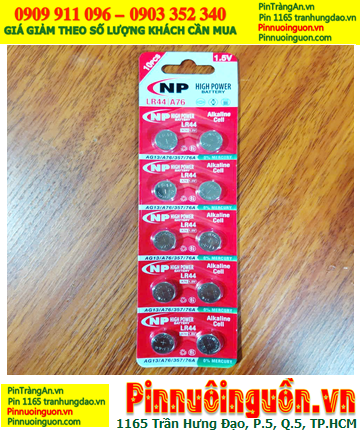 COMBO 01vỉ = 10viên Pin cúc áo 1.5v Alkaline NP LR44, A76 chính hãng, Giá 29.000/ Vỉ 10viên