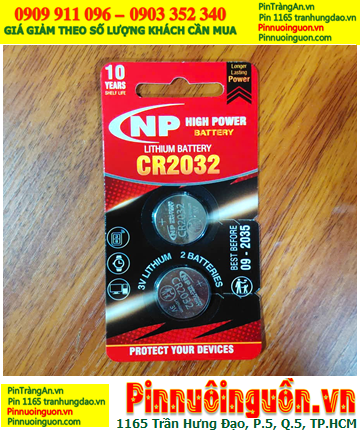 Pin NP CR2032, Pin 3v lithium NP CR2032 (20mm x 3.2mm) chính hãng (Loại vỉ 2viên)