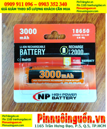 Pin NP 18650, Pin sạc 3.7v Lithium Li-ion NP 18650-3000mAh chính hãng (SD cho đèn Pin, Quạt điện)