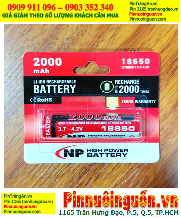Pin Quạt điện, Pin sạc 3.7v Lithium Li-ion NP 18650-2000mAh chính hãng (SD cho đèn Pin, Quạt điện)