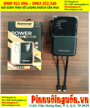 HAMMER H-PC05, Pin sạc dự phòng HAMMER H-PC05 (sạc nhanh, 30 000mAh, 2 cáp sạc) chính hãng