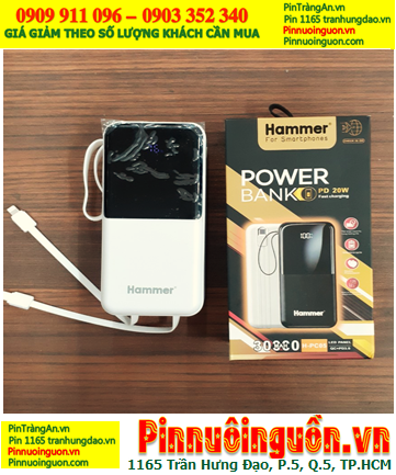 HAMMER H-PC05, Pin sạc dự phòng HAMMER H-PC05 (sạc nhanh, 30 000mAh, 2 cáp sạc) chính hãng
