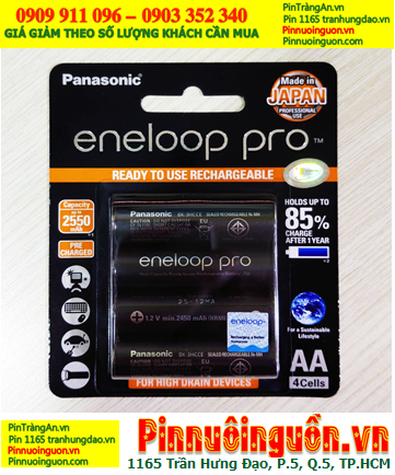 Eneloop BK-3HCCE/4BT; Pin sạc AA 2550mAh 1.2v Panasonic Eneloop Pro BK-3HCCE/4BT Japan_Vỉ 4viên