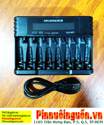 Delipow DLP-827, Máy sạc pin 8 Pin iMh 1.2v - Pin Lion 1.5v - Pin Li-ion 3.7v Delipow DLP-827 (Cáp sạc USB)