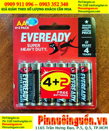 Eveready 1215-BP6; Pin AA 1.5v Eveready 1215-BP6 Heavy Duty _Made in Indonesia (Loại Vỉ 6viên)