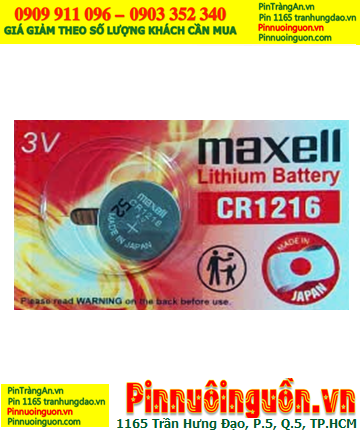 Pin Maxell CR1216, Pin 3v Lithium Maxell CR1216 chính hãng, Cell in Japan