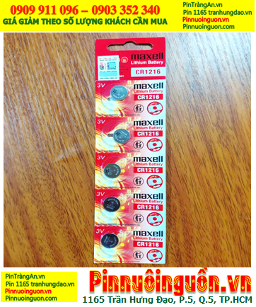 OMBO 1vỉ=5viên Pin Maxell CR1216 Lithium 3v chính hãng Cell in Japan, Giá chỉ 98.000 /vỉ 05viên