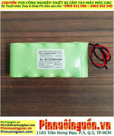 Pin sạc 6v-SC2500mAh, Pin đèn Exit thoát hiểm 6v-SC2500mAh, Pin đèn sự cố khẩn cấp 6v-SC2500mAh chính hãng