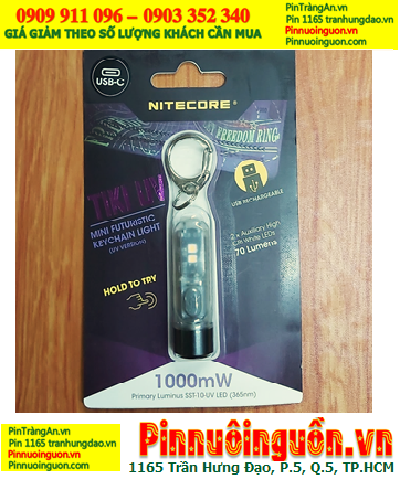 Nitecore TIKI UV, Đèn Pin Móc Khóa và Đèn UV tia tím soi đá quý Nitecore TIKI UV (1000mW, Cổng USB) chính hãng