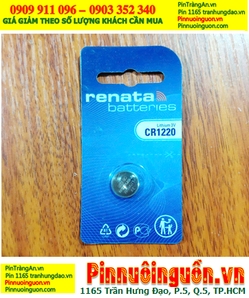 Renata CR1220, Pin 3v Lithium Renata CR1220 chính hãng, Xuất xứ Thụy sỹ (Vỉ 1viên)